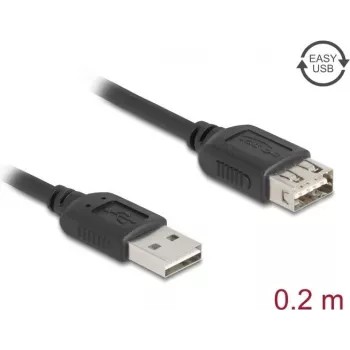 USB A į USB A laidas DELOCK 81510 — USB 2.0, 0,2 m, juodas