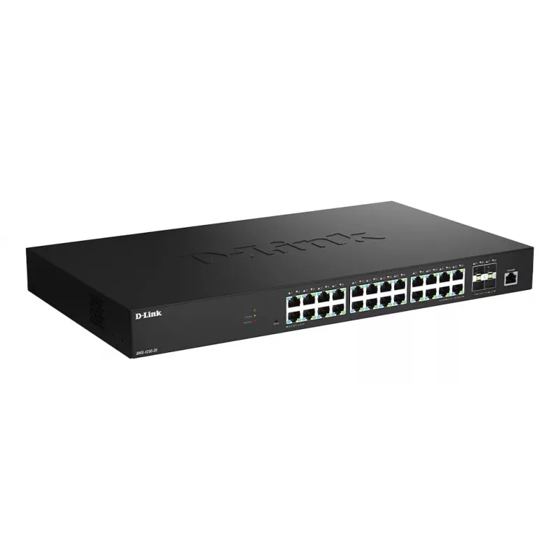 D-Link DMS-1250-28/E valdomas 28 prievadų 2,5G Multi-Gigabit tinklo jungiklis su 4 x 10G SFP+ prievadais