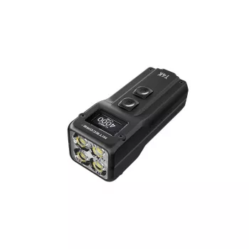Raktų pakabuko žibintuvėlis Nitecore T4K — 4 LED, 1000 lm, įkraunamas per USB, IP54, atsparus smūgiams, 82,3 mm, 77 g