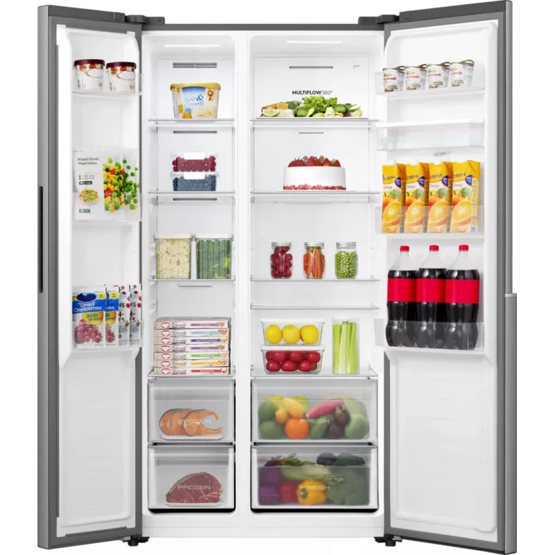 Gorenje HZF55082 NRS917E41XWD G400 – Laisvai pastatomas amerikietiškas šaldytuvas su šaldikliu, pilkas, 541 L, LED apšvietimas