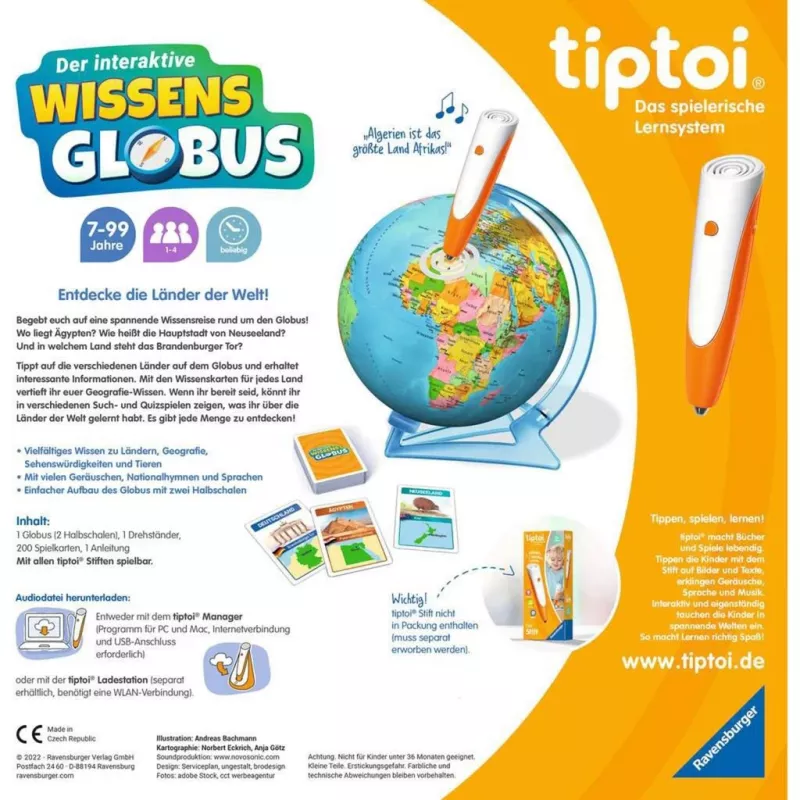 Ravensburger tiptoi interaktyvus žinių gaublys