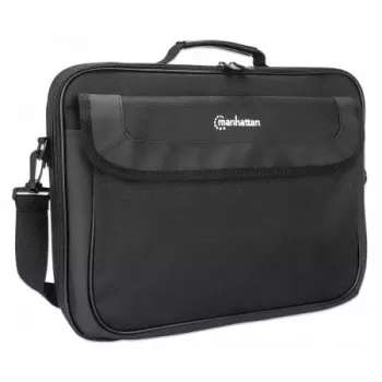 Manhattan Cambridge Laptop Bag 15.6 inch juodas, Clamshell dizainas, nešiojamas, su kišenėmis, nuimama petneša