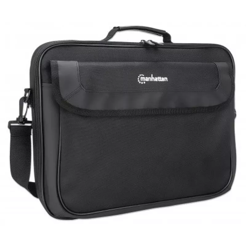 Manhattan Cambridge Laptop Bag 15.6 inch juodas, Clamshell dizainas, nešiojamas, su kišenėmis, nuimama petneša