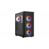 PC korpusas AEROCOOL PGS DESIGNER-G-BK-v1 ATX midi bokštas, grūdintas stiklas, 4 RGB ventiliatoriai, palaiko ATX, GPU 34,5 cm, CPU aušintuvas 158 mm