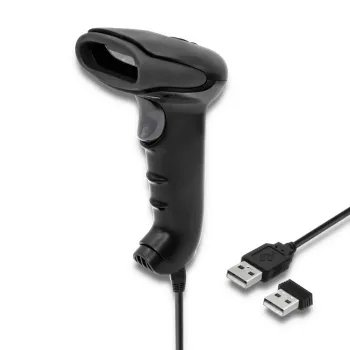 Nešiojamas brūkšninių kodų skaitytuvas QOLTEC 50868 – 1D/2D lazerinis skaitytuvas, USB laidinis ir belaidis, veikimo atstumas 600 mm, juodas