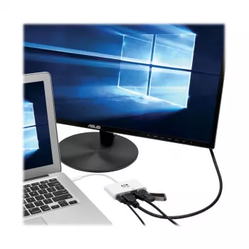 USB-C kelių prievadų adapteris - HDMI, USB 3.2 Gen 1 prievadas, Gigabit Ethernet, 60W PD įkrovimas, HDCP, baltas U444-06N-HGU-C