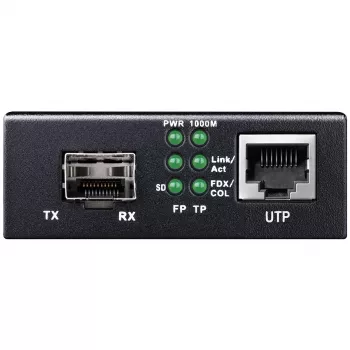 Tinklo medijos keitiklis Cudy MC220 — Gigabitinis (1000 Mbps) vienmodis SFP 1310 nm, 1x RJ-45, 1x SFP, juodas