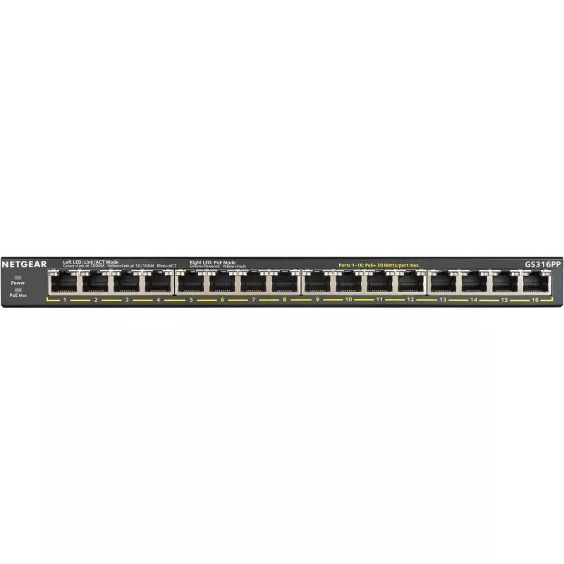 NETGEAR GS316PP 16 prievadų nevaldomas Gigabit Ethernet jungiklis su PoE