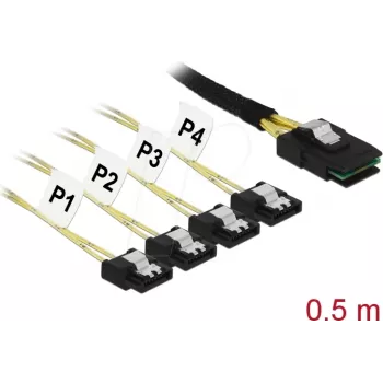 Kabelis DeLOCK 85800 Mini SAS SFF-8087 0,5 m juodas
