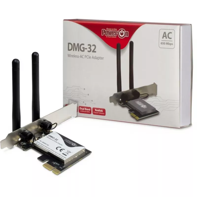 Inter-Tech DMG-32 – belaidžio ryšio PCI Express plokštė, 650 Mbit/s, juoda-sidabrinė (88888148)