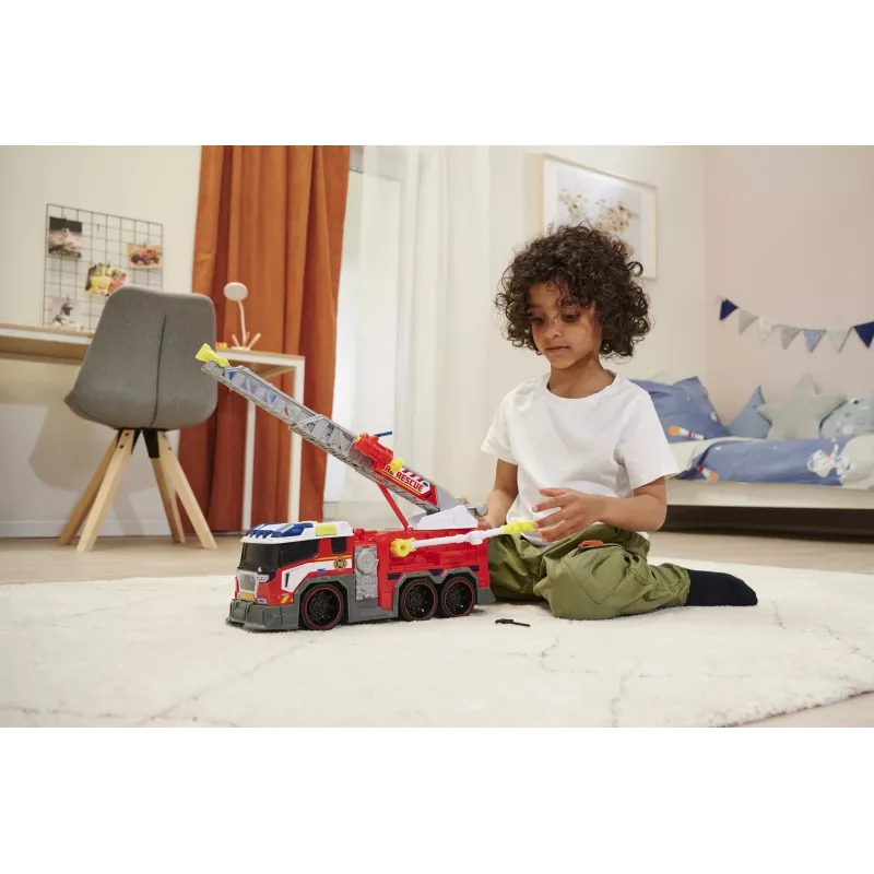Gaisrinis automobilis žaislas Dickie modelis 203307000 – baterijomis maitinamas, nuo 3 metų, spalvos: juoda/mėlyna/raudona/balta/geltona