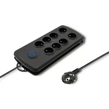 Apsauginis nuo viršįtampių lizdų blokas Qoltec 50161, 8 lizdai, 230 V, juodas