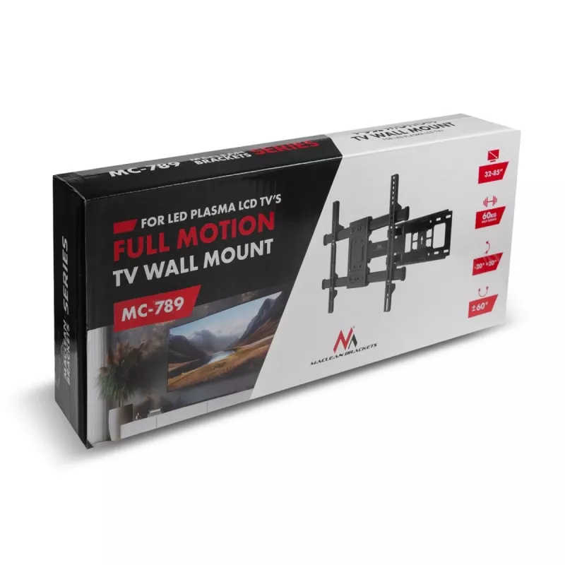TV laikiklis MACLEAN MC-789 32–85 colių ekranams, VESA 400x200, pakreipiamas, 60 kg, juodas