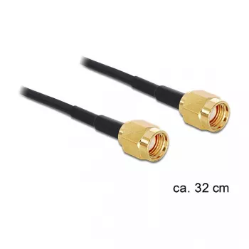 Koaksialinis kabelis DeLOCK 88475 0,32 m RP-SMA auksinis juodas