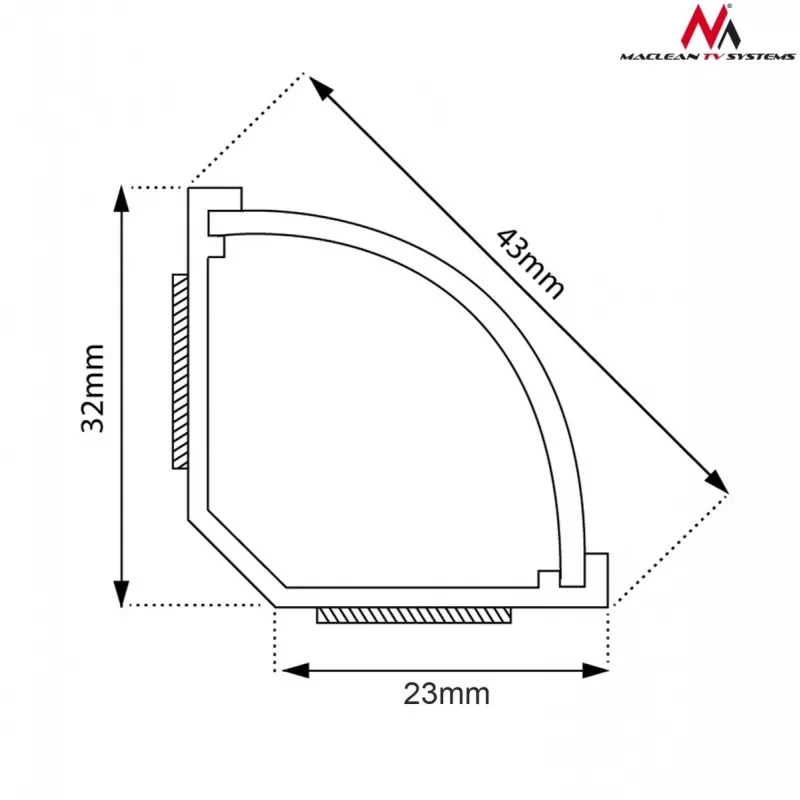 Kabelių lankstus vamzdis MACLEAN MCTV-575 grindims, baltas, 1,5 m, plotis 43 mm, aukštis 2,3–3,2 cm