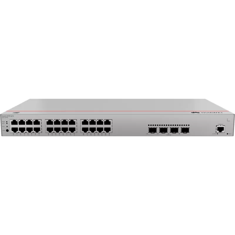Switch HUAWEI S220-24P4X — 24 Gigabit RJ-45, 4 x SFP+, PoE, 1U pilkas