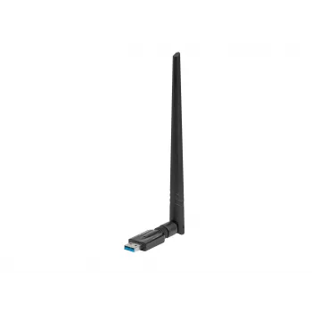 LANBERG NC-1200-WIE vidinė WLAN kortelė – dviejų juostų USB belaidžio ryšio adapteris, RTL8812BU, iki 1200 Mbit/s, išorinės 2x2 antenos (5 dBi), juoda