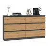 Komoda Top e Shop M6 140 ANT/ART, 6 stalčių, Antracitinis ąžuolas, 1380×750×400 mm