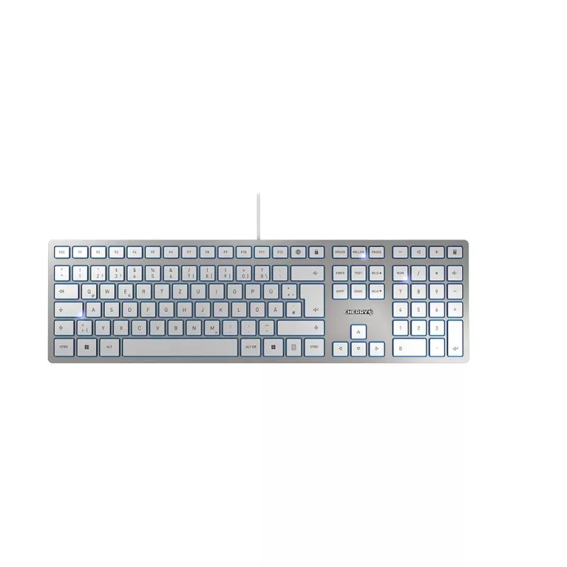 Klaviatūra CHERRY KC 6000 SLIM USB QWERTZ vokiška sidabrinė