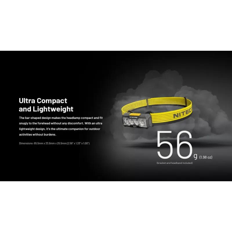 Nitecore NU27 žibintuvėlis juodas, geltonas galvos dirželis LED