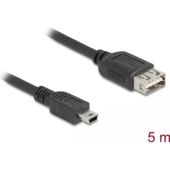 DeLOCK USB kabelis USB 2.0 5m Mini-USB B USB A juodas