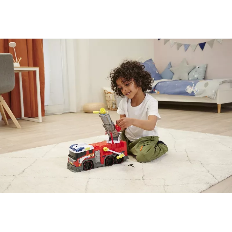 Gaisrinis automobilis žaislas Dickie modelis 203307000 – baterijomis maitinamas, nuo 3 metų, spalvos: juoda/mėlyna/raudona/balta/geltona