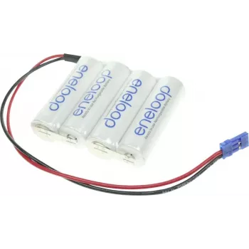 Panasonic baterijų blokas 4 Mignon (AA) su laidu ir jungtimi, NiMH eneloop Reihe F1x4 Graupner 4.8 V 1900 mAh (124006)