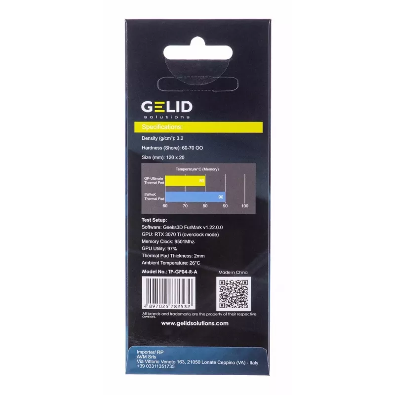 Termo pagalvėlė Gelid TP-GP04-R-A 120×20×0.5 mm, tankis 3.2 g/cm³, pilka
