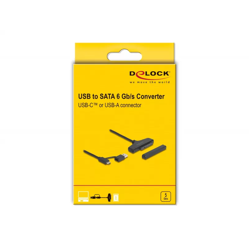 DeLOCK USB į SATA keitiklis 6 Gb/s USB Type-C Type-A 0,3 m