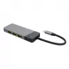 USB Type-C centrinis įrenginys Green Cell HUBGC01 — 7 prievadai: 3×USB-A 3.2 Gen 1, 1×USB-C 3.2 Gen 1, HDMI, microSD+SD kortelių skaitytuvas — sidabrinis