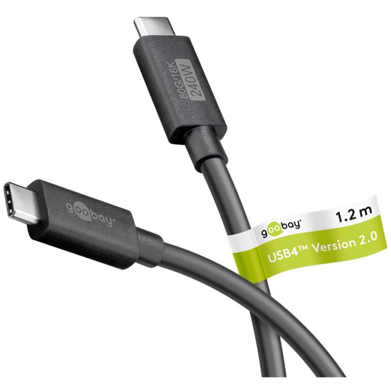USB-C laidas WENTRONIC USB4 Gen4 1,2 m – palaiko 16k@60Hz ir 4K@120Hz