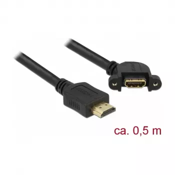 HDMI ilginimo kabelis DeLOCK 85467 0,5 m A tipo kištukas į lizdą juodas