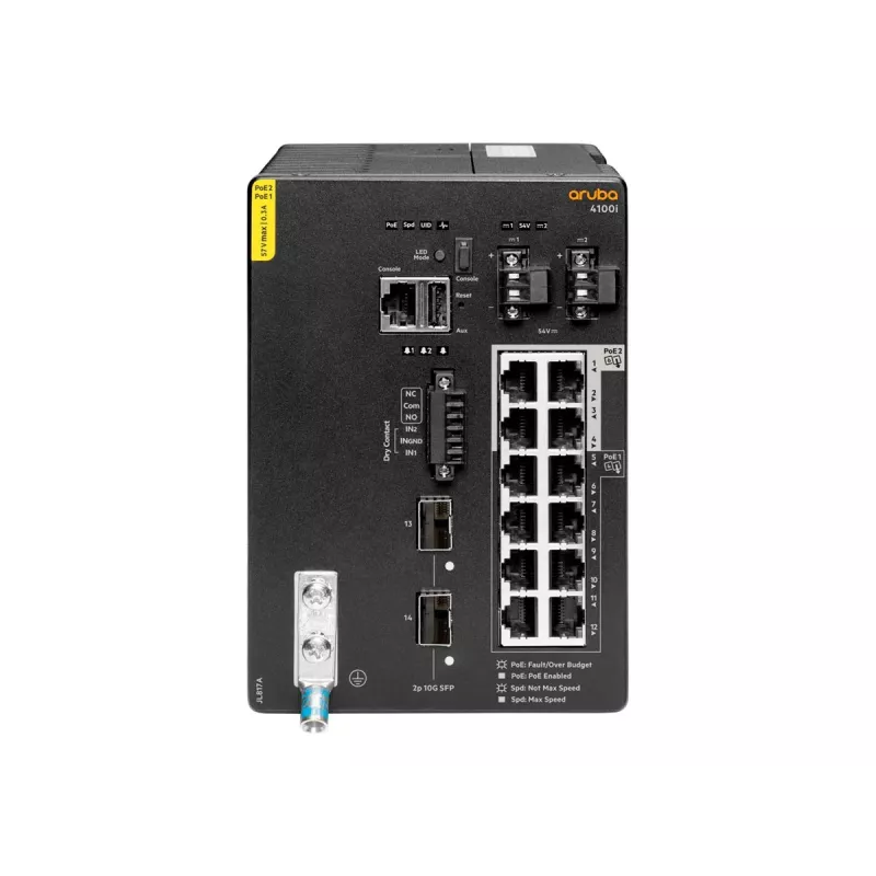 HPE Aruba 4100i valdomas pramoninis jungiklis – 8x PoE+ (30W) + 4x PoE++ (60W) + 2x SFP+