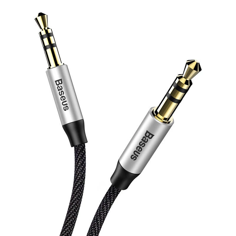 Baseus Yiven garso kabelis 3.5 mm vyriškas M30 1.5 m sidabrinis+juodas