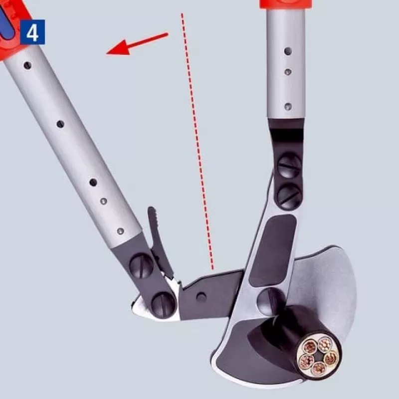 Kabelių žirklės Knipex 9532038 su reketiniu mechanizmu