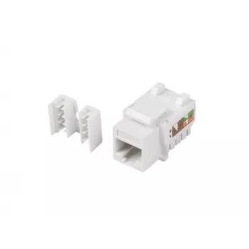 Keystone modulis LANBERG KSU6-1090, Cat6 U/UTP plokščias, RJ-45 vyriškas į LSA moterišką, AWG 22/26, 14,5×16,1 mm, baltas