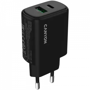 CANYON OnCharge 250 25W 1xPD 1xQC EU juodas įkroviklis