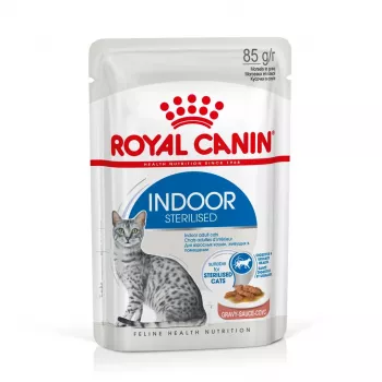 Šlapias kačių ėdalas Royal Canin Indoor Sterilized 12 x 85 g – paukštiena, suaugusioms sterilizuotoms kambario katėms