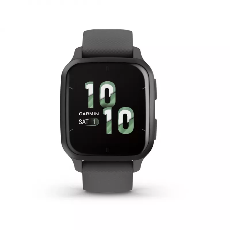 Išmanusis laikrodis GARMIN Venu Sq 2 — 1,4 colio AMOLED, 40 mm korpusas, pilkai sidabrinis, GPS, SpO2, NFC