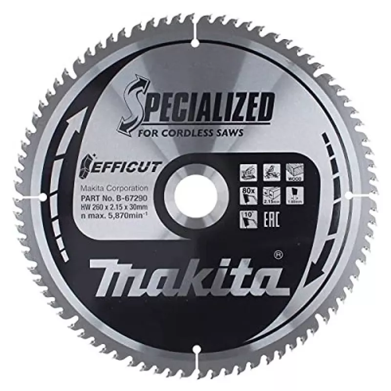 T.C.T. pjūklo diskas 260x2,15x30mm 10° T80 EFFICUT