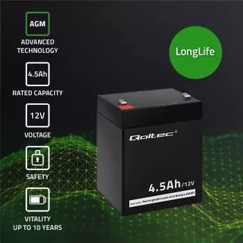 AGM akumuliatorius Qoltec 53033 4.5 Ah 15 V 65.5 A motociklui