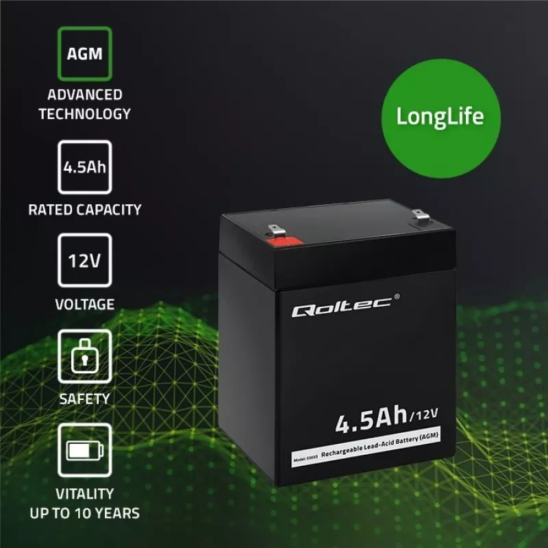 AGM akumuliatorius Qoltec 53033 4.5 Ah 15 V 65.5 A motociklui