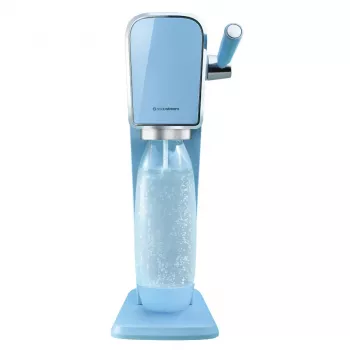 Sodos gaminimo aparatas SODASTREAM Art Blue Steel – 1 L plastikinis butelis, 60 L dujų balionėlis, 173×245×430 mm
