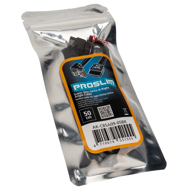 SATA kabelis Akasa Proslim 90° 50 cm