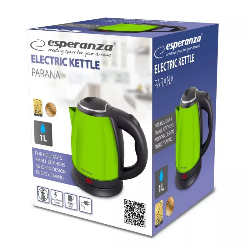 Elektrinis virdulys ESPERANZA EKK128G 1.0 L 1350 W belaidis plastikinis korpusas žalias