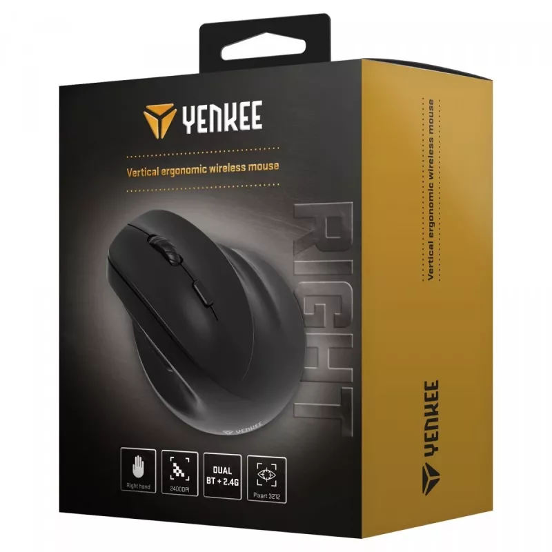 Ergonominė belaidė pelė dešinei rankai, Dual WL+BT, Yenkee YMS 5060P