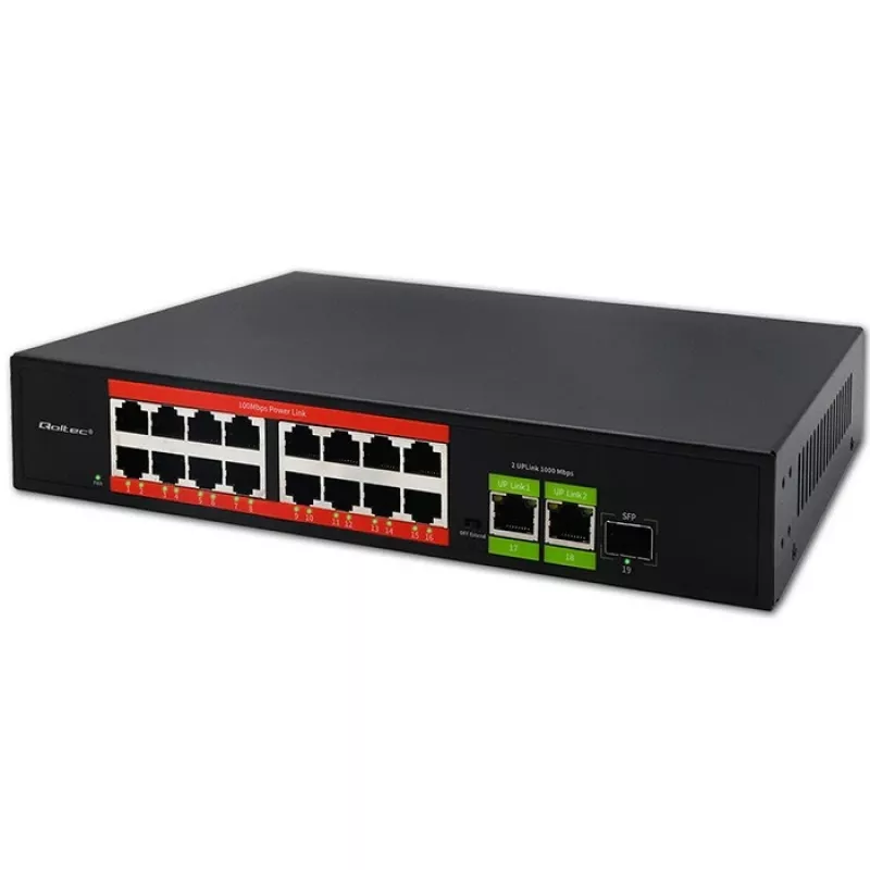 QOLTEC 52291 16x RJ45 PoE valdomas tinklo jungiklis