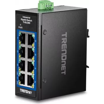Trendnet 8 prievadų pramoninis Gigabit DIN-Bėgio mini jungiklis