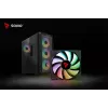PC korpusas SAVIO Noctis Glass RGB — Juodas, ATX/Micro-ATX, 210×410×450 mm, 3×120 mm priekiniai ventiliatoriai