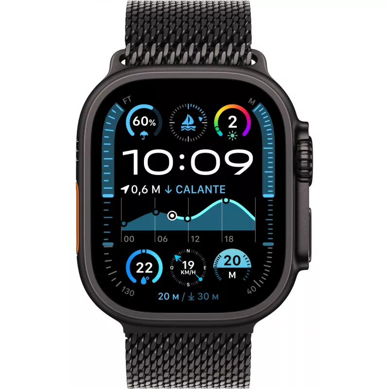APPLE Watch Ultra 2 GPS + Cellular 49mm juodas titano korpusas su juodu titano Milano apyranke - L